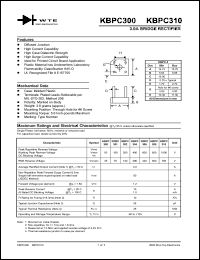 KBPC301 datasheet: 100V, 3.0A bridge rectifier KBPC301