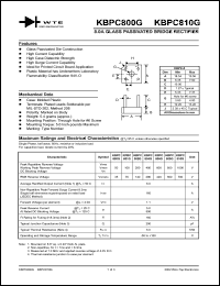 KBPC804G datasheet: 400V, 8.0A glass passivated bridge rectifier KBPC804G