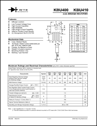 KBU410 datasheet: 1000V, 4.0A bridge rectifier KBU410