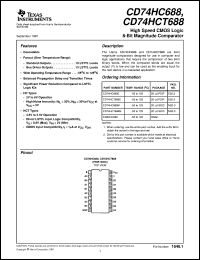 CD74HC688E datasheet:  HIGH SPEED CMOS LOGIC 8-BIT MAGNITUDE COMPARATOR CD74HC688E