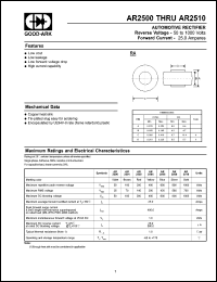 AR2506 datasheet: 600 V, 25 A, Automotive rectifier AR2506