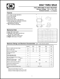 SRA7 datasheet: 400 V, 1 A, Fast switching plastic rectifier SRA7