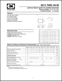 SK18 datasheet: 80 V, 1 A, Surface mount schottky barrier rectifier SK18