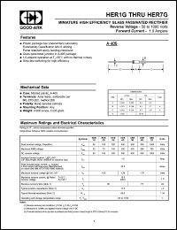 HER5G datasheet: 600 V, 1 A, Miniature high efficiency glass passivated rectifier HER5G