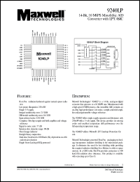 9240LPRPQS datasheet: 14-bit, 10 MSPS monolithic A/D converter with LPT ASIC 9240LPRPQS