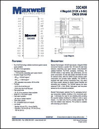 33C408RPFE20 datasheet: 4-megabit (512K x 8-bit) CMOS SRAM 33C408RPFE20