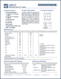 AH22-PCB datasheet: 50- 860MHz, 6V; high dynamic range CATV amplifier AH22-PCB