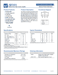 AH101 datasheet: 50- 1500MHz medium power, high linearity amplifier AH101
