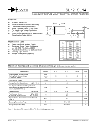 SL13-T1 datasheet: Reverse voltage: 30.00V; 1.0A low VF surface mount schottky barrier rectifier SL13-T1