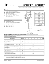 SF3005PT datasheet: Reverse voltage: 300.00V; 30A super-fast glass passivated rectifier SF3005PT