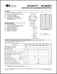 SF3001PT datasheet: Reverse voltage: 50.00V; 30A super-fast glass passivated rectifier SF3001PT