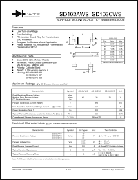SD103CWS-T1 datasheet: Reverse voltage: 20.00V; 2.0A surface mount schottky barrier rectifier SD103CWS-T1