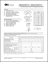 SB25100FCT datasheet: Reverse voltage: 100.00V; 25A isolated schottky barrier rectifier SB25100FCT
