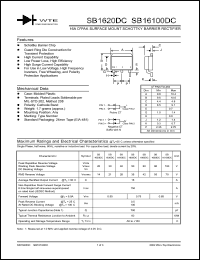 SB16100DC-T3 datasheet: Reverse voltage: 100.00V; 16A D2PAK surface mount schottky barrier rectifier SB16100DC-T3