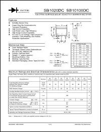 SB10100DC-T3 datasheet: Reverse voltage: 100.00V; 10A D2PAK surface mount schottky barrier rectifier SB10100DC-T3