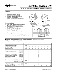 RKBPC10-10/W datasheet: Reverse voltage: 1000V, 10A fast recovery bridge rectifier RKBPC10-10/W
