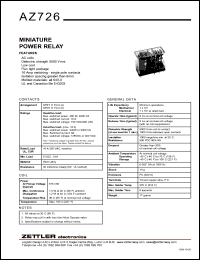 AZ726-1A-12A datasheet: Nominal coil VAC: 12; miniature power relay AZ726-1A-12A