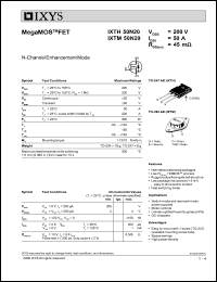 IXTH50N20 datasheet: 200V HiPerFET power MOSFET IXTH50N20
