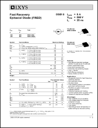DSEI8-06A datasheet: 600V fast recovery epitaxial diode (FRED) DSEI8-06A