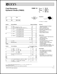 DSEI12-06A datasheet: 600V fast recovery epitaxial diode (FRED) DSEI12-06A