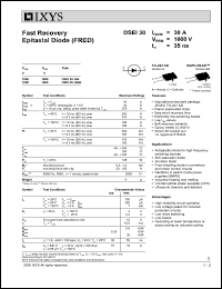 DSEI30-10A datasheet: 600V fast recovery epitaxial diode (FRED) DSEI30-10A