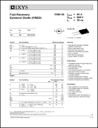 DSEI60-06A datasheet: 600V fast recovery epitaxial diode (FRED) DSEI60-06A