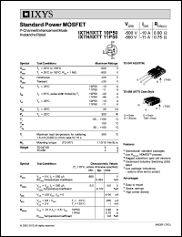 IXTH10P50 datasheet: 500V standard power MOSFET IXTH10P50