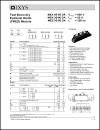 MEA95-06DA datasheet: 600V fast recovery epitaxial diode (FRED) module MEA95-06DA