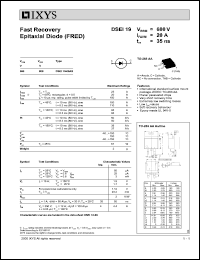 DSEI19-06AS datasheet: 600V fast recovery epitaxial diode (FRED) DSEI19-06AS