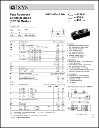 MEO450-12DA datasheet: 1200V fast recovery epitaxial diode (FRED) module MEO450-12DA