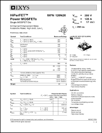 IXFN120N20 datasheet: 200V HiPerFET power MOSFET IXFN120N20