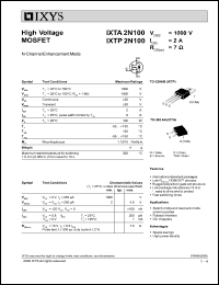 IXTA2N100 datasheet: 1000V high voltage MOSFET IXTA2N100