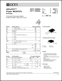 IXFH15N80Q datasheet: 800V HiPerFET power MOSFET Q-class IXFH15N80Q
