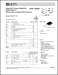 IXFR180N07 datasheet: 100V HiPerFET power MOSFET IXFR180N07