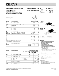 IXGH24N60CD1 datasheet: 600V HiPerFAST IGBT with diode IXGH24N60CD1