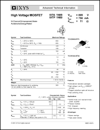 IXTA1N80 datasheet: 800V high voltage MOSFET IXTA1N80