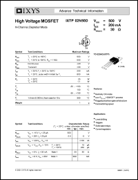 IXTP02N50D datasheet: 500V high voltage MOSFET IXTP02N50D