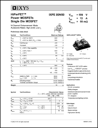 IXFE80N50 datasheet: 500V HiPerFET power MOSFET IXFE80N50