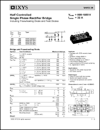 VHFD29-08IO1 datasheet: 800V half controlled single phase rectifier bridge VHFD29-08IO1