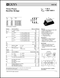 VUO50-18NO3 datasheet: 1800V three phase rectifier bridge VUO50-18NO3