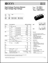 MCC161-20IO1 datasheet: 2000V high voltage thyristor modules thyristor/diode module MCC161-20IO1