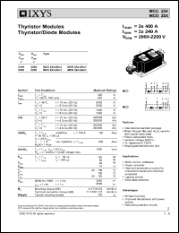 MCC224-20IO1 datasheet: 2000V thyristor modules thyristor/diode module MCC224-20IO1