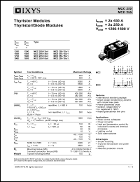 MCC255-12IO1 datasheet: 1200V thyristor modules thyristor/diode module MCC255-12IO1