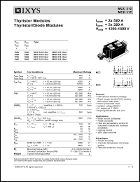 MCD312-12IO1 datasheet: 1200V thyristor modules thyristor/diode module MCD312-12IO1