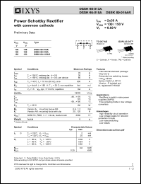 DSSK60-015AR datasheet: 150V power schottky rectifier with common cathode DSSK60-015AR