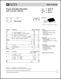DSSK30-0045B datasheet: 45V power schottky rectifier with common cathode DSSK30-0045B