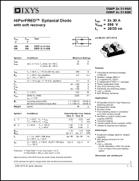 DSEP2X31-06B datasheet: 600V HiPerFRED epitaxial diode with soft recovery DSEP2X31-06B
