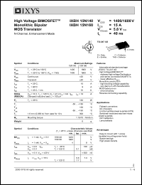 IXBH15N140 datasheet: 1400V high voltage BIMOSFET monolithic bipolar MOS transistor IXBH15N140