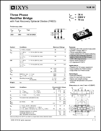 VUE30-20NO1 datasheet: 2000V three phase rectifier bridge VUE30-20NO1