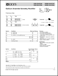 DGS20-015A datasheet: 150V gallium arsenide schottky rectifier DGS20-015A